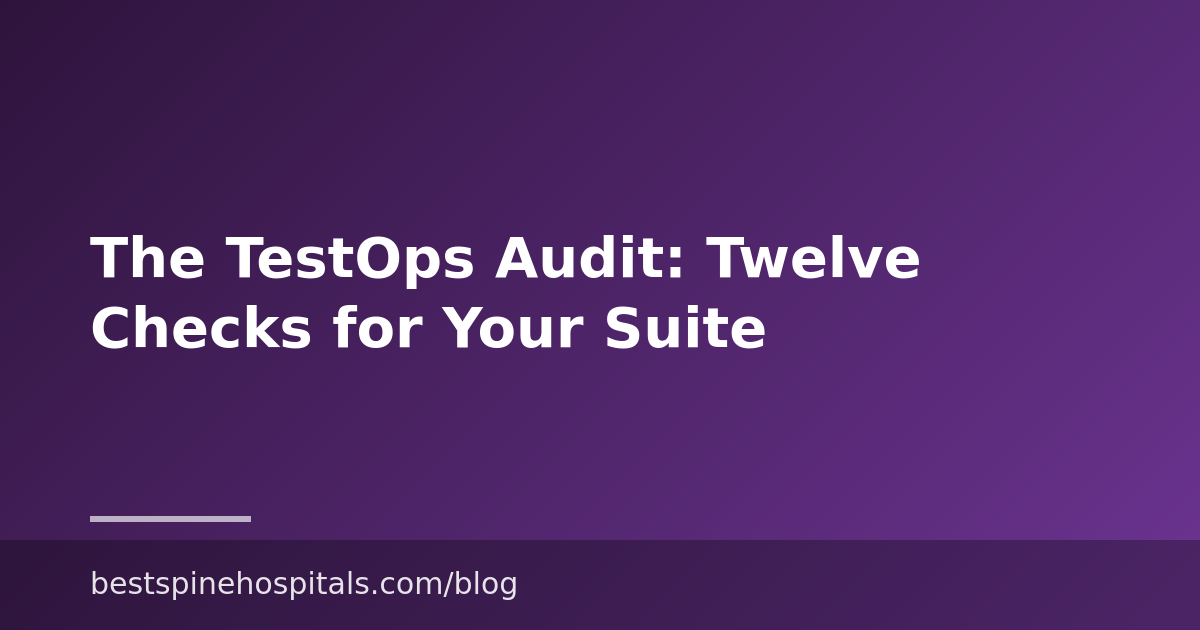 The TestOps Audit: Twelve Checks for Your Suite